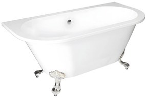 Wanna wolnostojąca w stylu retro, z nóżkami – 154 l – 150 × 74 × 61 cm (dł. × szer. × wys.) – kolor biały – akrylowa - SPARUS