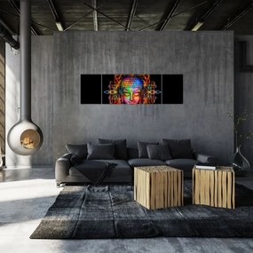 Obraz - Popiersie Buddy w neonowych kolorach (170x50 cm)