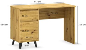 Skandynawskie biurko z szafką dąb artisan A7-P93