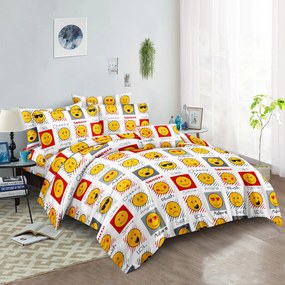 PrzytulneMieszkanie.pl PrzytulneMieszkanie.pl Posciel z mikrofibry EMOJI EMOCJE biała Rozmiar pościeli: 2 szt 70 x 90 cm | 200 x 220 cm