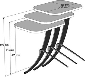 Zestaw stolików pomocniczych Pion Walnut, 3 szt.
