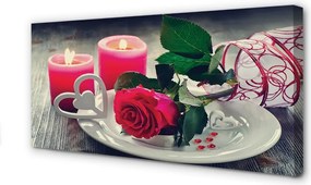 Duży obraz na płótnie Serce z Róż i Świec