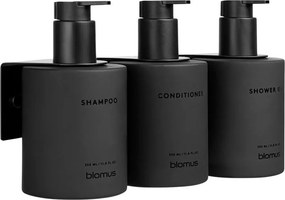 Czarne ścienne szklane dozowniki do mydła 3 szt. 350 ml Kirei – Blomus