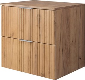 Szafka pod umywalkę, Dąb Craft, 60 x 57 x 46 cm, uchwyt srebrny + Blat