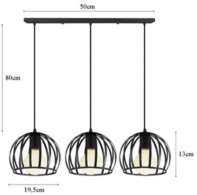 Lampa sufitowa metalowa loft klosz wisząca AT41-3SZ-Black