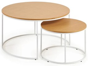 Okrągłe stoliki z blatem w dekorze dębu zestaw 2 szt. ø 80 cm Yona − Kave Home