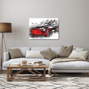 Obraz na szkle - Malowany samochód w akcji (70x50 cm)