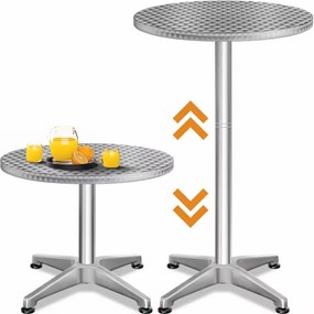 Casaria Regulowany aluminiowy stół barowy NERO Ø60 cm, srebrny