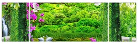 Obraz - Magiczny ogród z łabędziami (170x50 cm)