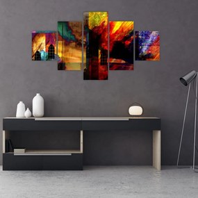 Obraz - Kolorowa abstrakcja miasta (125x70 cm)