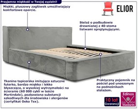 Szare łóżko tapicerowane pluszowe ze stelażem Heliosso - 3 rozmiary