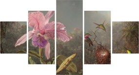 Obraz - Martin Johnson Heade, Cattleya Orchid and Three Hummingbirds, reprodukcje (125x70 cm)