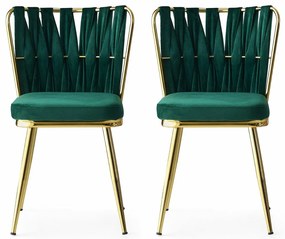 Zestaw krzeseł do jadalni Kusakli Green and Gold, 2 szt., 2 szt.