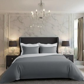 Kvalitex Pościel satynowa Luxury Collection biały/ciemnoszary, 140 x 200 cm, 70 x 90 cm