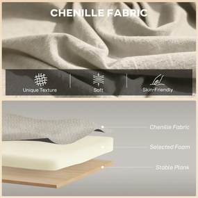 HOMCOM Dwuosobowa sofa, mała sofa z tkaniny chenille z oparciem skrzydłowym, grubym siedziskiem i nogami z drewna kauczukowego, beżowa | Aosom PL