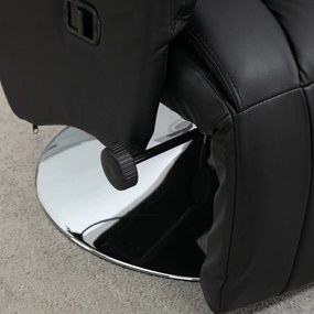 HOMCOM Fotel Relaksacyjny z Funkcją Leżenia, Skóra Ekologiczna, Podnóżek, do 150 kg, 78 x 80 x 109 cm, Czarny