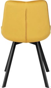 Zestaw Stół Okrągły Rozkładany HARRY 102-142 cm Dąb Craft/Czarny i 4 Krzesła Tapicerowane RICK Musztardowe Nowoczesne