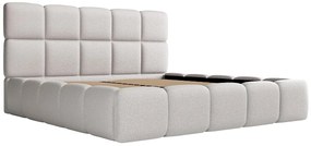 Łóżko ze skrzynią 180 x 200 cm - Melanżowa tkanina - Jasnoszary - DAMADO II Pascala Morabito