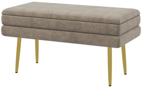 Ławka tapicerowana HOMCOM z przestrzenią do przechowywania, stelaż stalowy, 79,5 cm x 37,5 cm x 43 cm, Beżowa