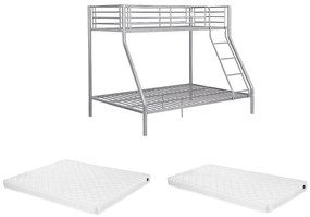 Łóżko piętrowe ELEVATIO IV - 90 i 140 × 190 cm - Stal - Srebrny + materace