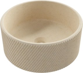 Massi Umywalka betonowa nablatowa okrągła bez otworu na baterię 37 cm VIJA | różne kolory : Kolor - Kość słoniowa/Ecru