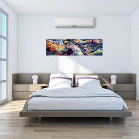 Obraz - Statek na falach oceanu, akwarela (170x50 cm)