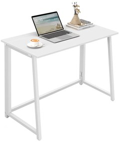 Zestaw do biura – składany stół ZARIMO 80×40 cm, biały + krzesło biurowe AVOLA VELVET jasnoniebieskie