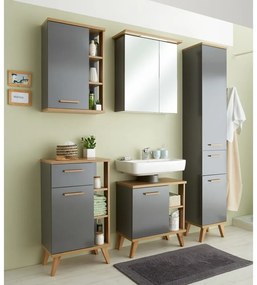 Szara szafka pod umywalkę w dekorze dębu 60,5x65 cm Quickset 924 – Pelipal