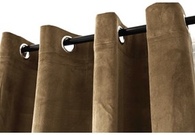 Zasłona zaciemniająca VELVET 140x250 cm, brązowa Zawieszanie: Metalowe pierścienie