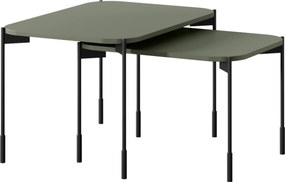 Stolik kawowy Sonatia 70 cm prostokątny na metalowych nogach - oliwka