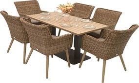 Zestaw ogrodowy rattanowy MALIBU 1+6 (beżowo-brązowy)