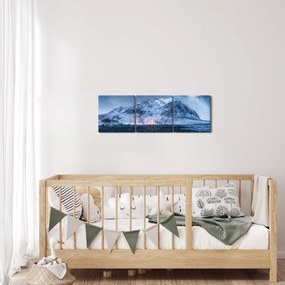 Obraz gór z gwieździstym niebem (z zegarem) (90x30 cm)