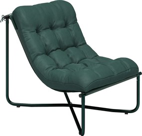 Outsunny Krzesło ogrodowe fotel z poduszką oddychające siedzisko typu sling stalowa rama do ogrodu tarasu 76 x 92 x 76 cm Ciemnozielony | Aosom PL