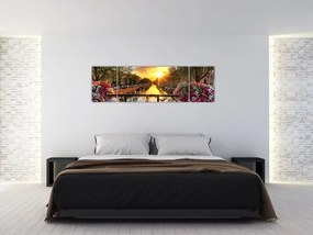 Obraz - Wschód słońca w Amsterdamie (170x50 cm)