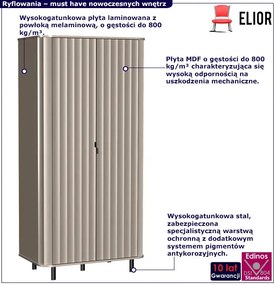 Ryflowana szafa z drążkiem i półkami glina G7-E99