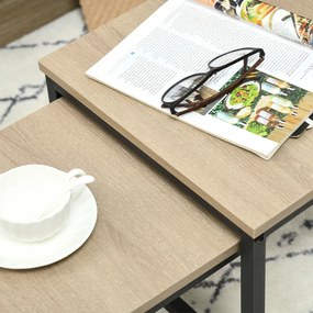 HOMCOM zestaw 3 stolików kawowych, stolik pomocniczy, stolik do sofy z wykończeniem imitującym drewno, stal