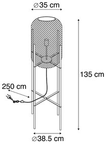 Nowoczesna lampa podłogowa czarna - Bliss Mesh Nowoczesny Oswietlenie wewnetrzne