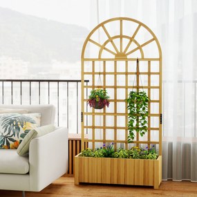 Outsunny Kwietnik z Kratką Drewniany Kwietnik z Otworem Drenażowym 90 x 30 x 180 cm Naturalne Drewno | Aosom PL