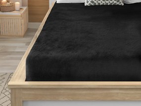 PrzytulneMieszkanie.pl Prześcieradło z mikropluszu SOFT 90x200 cm czarne