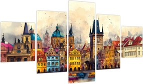 Obraz - Jesień w malowanym mieście (125x70 cm)
