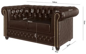 Ciemnobrązowa rozkładana sofa z imitacji skóry 148 cm York – Ropez