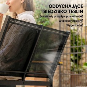 Outsunny Zestaw mebli ogrodowych Metalowy zestaw wypoczynkowy dla 4 osób z kanapą, fotelami i stolikiem 110x63,5x84 cm, czarny | Aosom PL