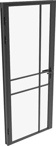 Odwracalne drzwi z asymetrycznym designem, wykonane z aluminium i szkła hartowanego - W204 x S73 cm - Czarne - SANIVA