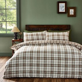 Pomarańczowo-jasnobrązowa pościel dwuosobowa 230x220 cm Kelso Check – Catherine Lansfield