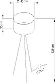 Granatowa lampa trójnóg z abażurem M160-Lawezo