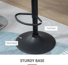 HOMCOM Zestaw 2 stołków barowych obrotowe taborety z oparciem imitacja aksamitu regulacja wysokości kolor czarny