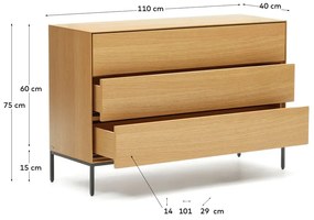 Niska komoda w dekorze dębu 110x75 cm Vedrana – Kave Home