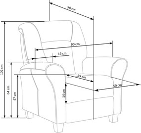 Rozkładany fotel wypoczynkowy na drewnianych nóżkach Bard