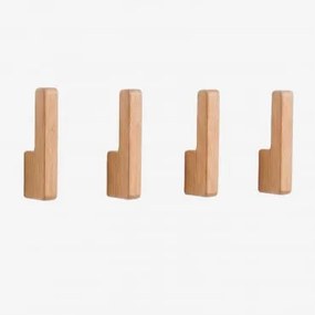 Zestaw 4 Drewnianych Wieszaków Ściennych Zanter Drewno Mango - Sklum