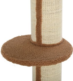 Drapak drzewko do zabawy dla kota pień sizalowy z platformą plusz jasnobrązowy | Aosom PL